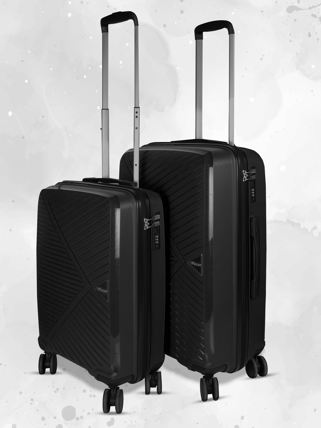

F Gear Set Of 2 Textured Hard-Sided Lightweight Trolley Suitcase, Black