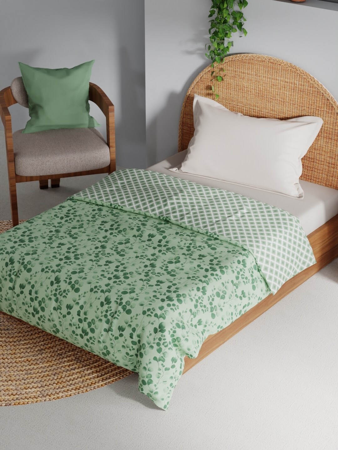 

BIANCA MEZZO Green Ethnic Motifs Cotton AC Room 150 GSM Single Bed Dohar