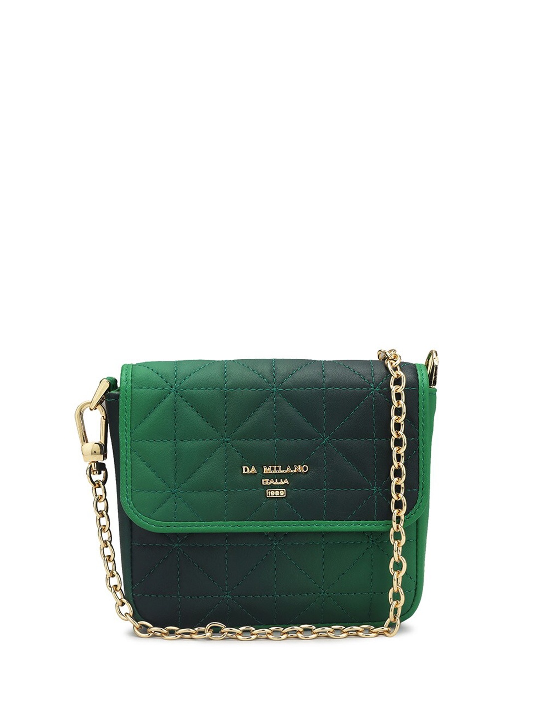 

Da Milano Quilted Textured Leather Sling Bag, Green