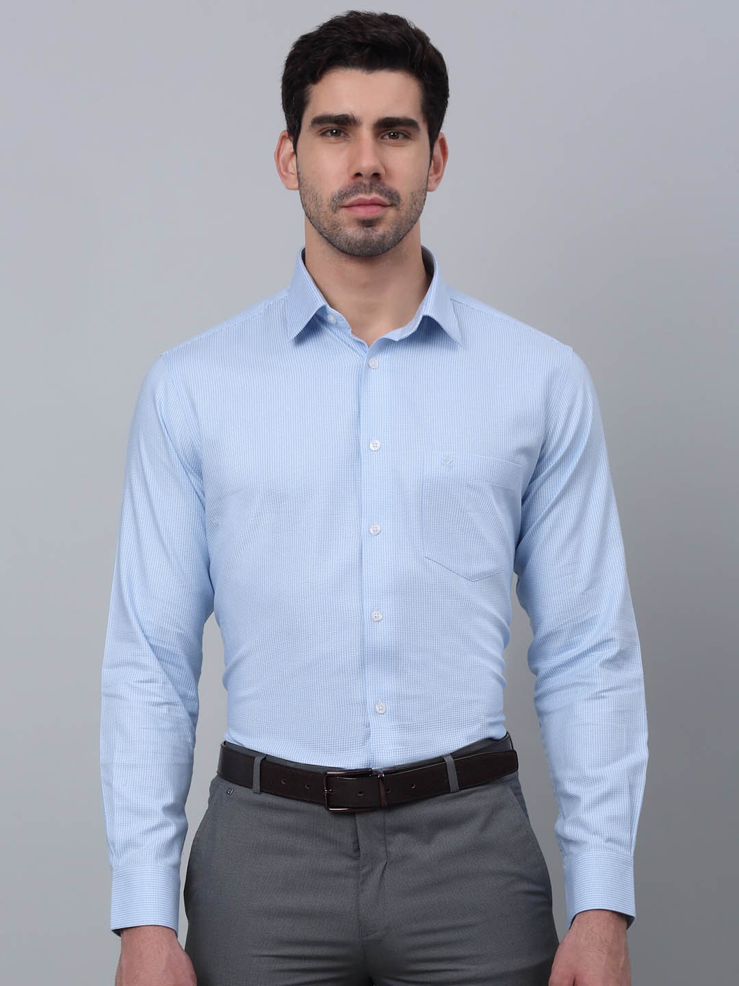 

Cantabil Comfort Textured Cotton Formal Shirt, Blue