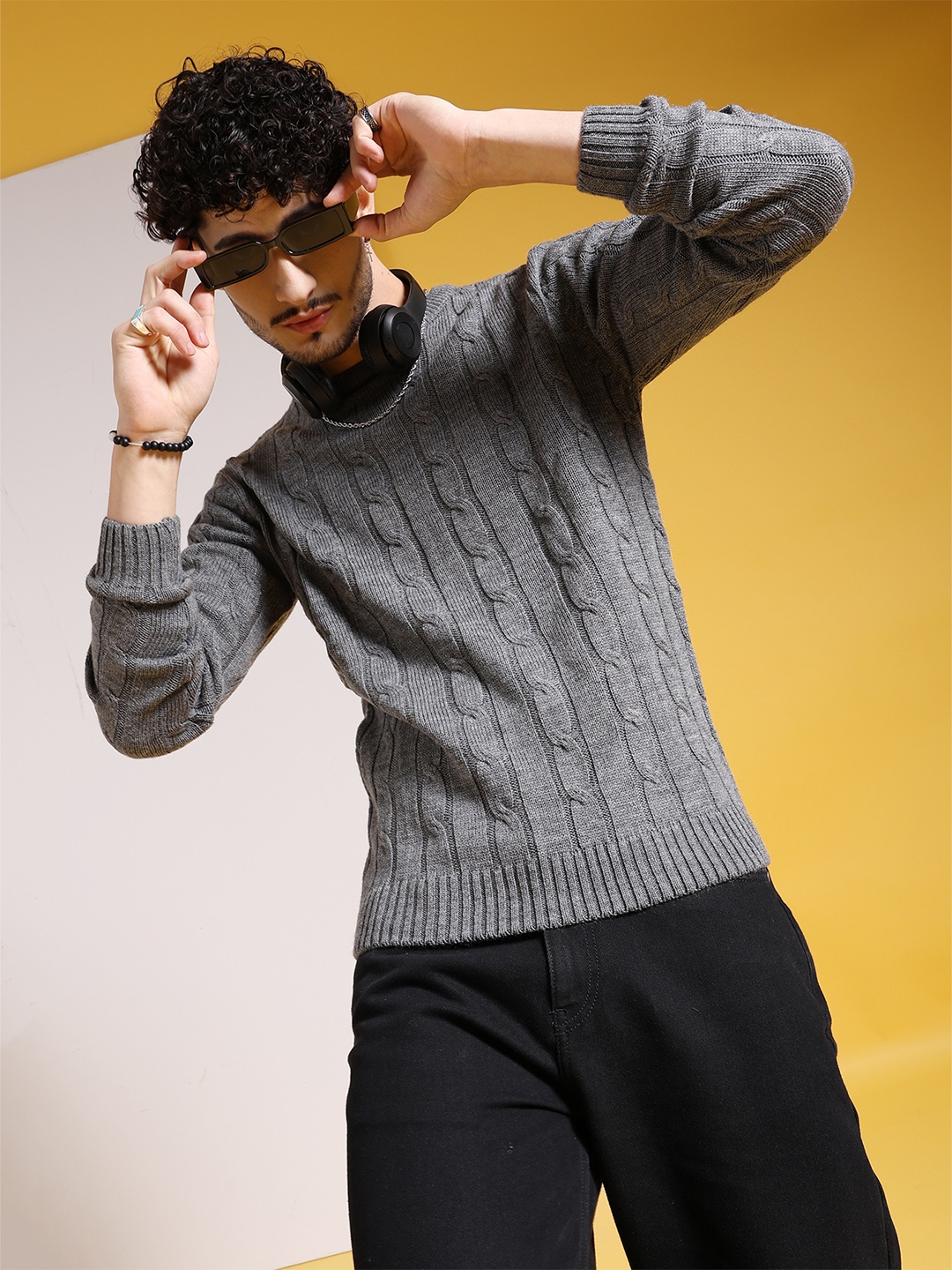 

The Indian Garage Co Men Black Long Sleeves Pullover, Grey