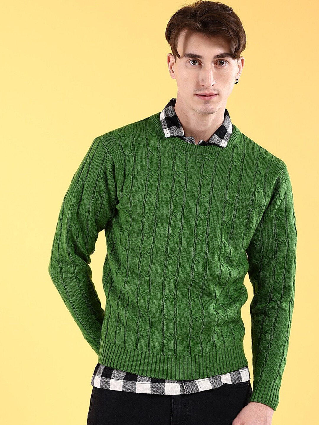 

The Indian Garage Co Self Designed Acrylic Pullover, Green