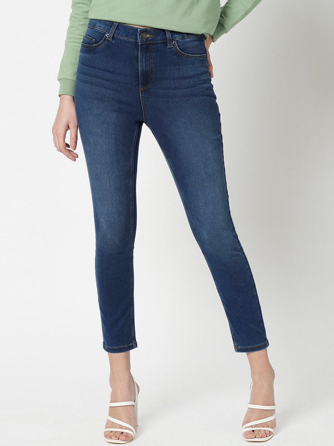 

Vero Moda Women Skinny Fit High-Rise Clean Look Stretchable Jeans, Blue