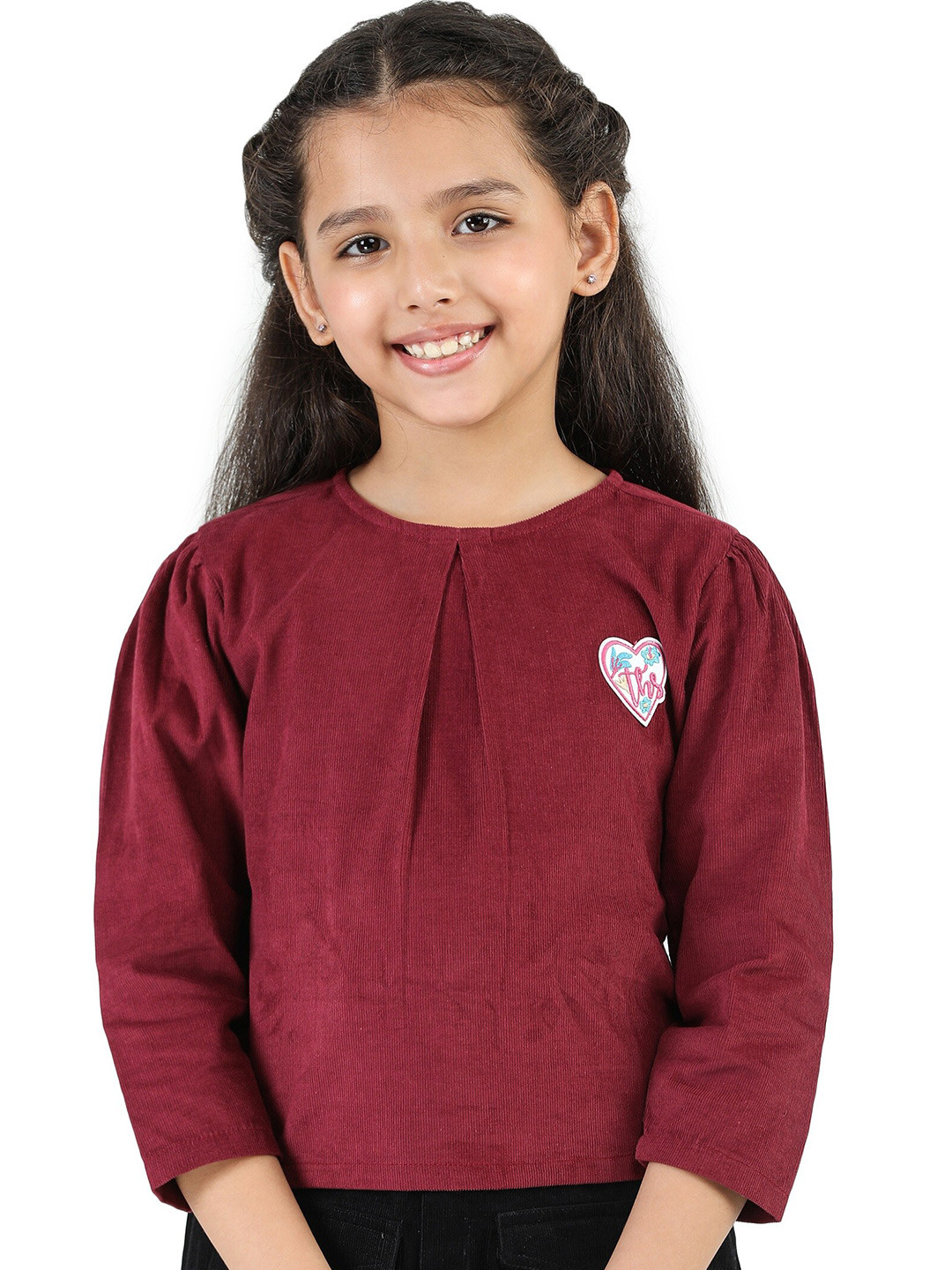 

Purple United Kids Girls Puff Sleeve Cotton Corduroy Top, Burgundy