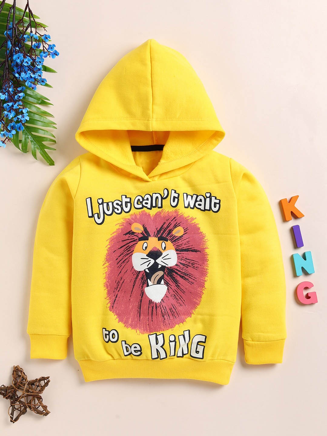 

YK Boys Graphic Printed Hooded Cotton Sweatshirt, Yellow