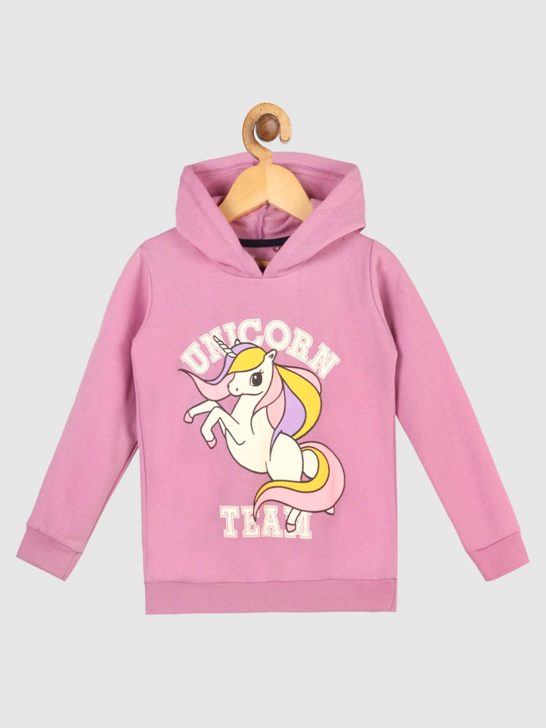 

YK Girls Printed Hooded Cotton Sweatshirt, Purple