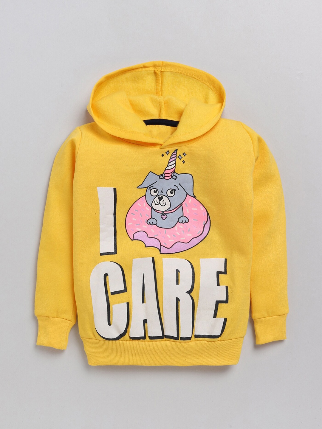 

YK Girls Typography Printed Hooded Cotton Sweatshirt, Yellow