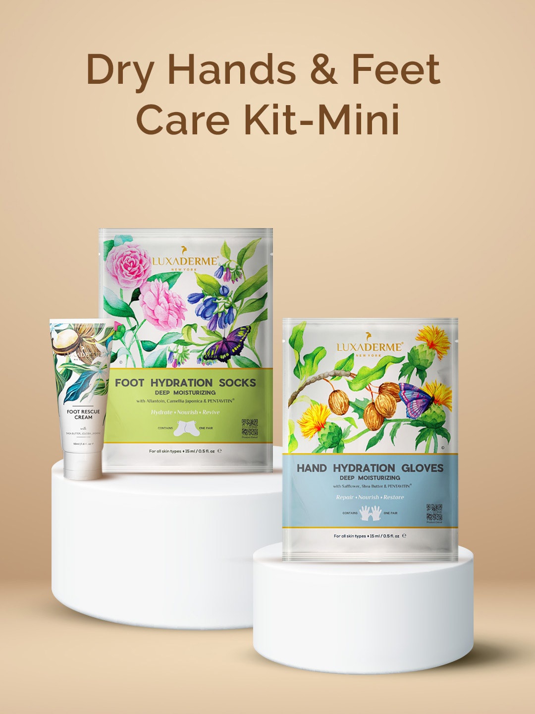 

LuxaDerme Dry Hands & Feet Care Kit - Mini, White