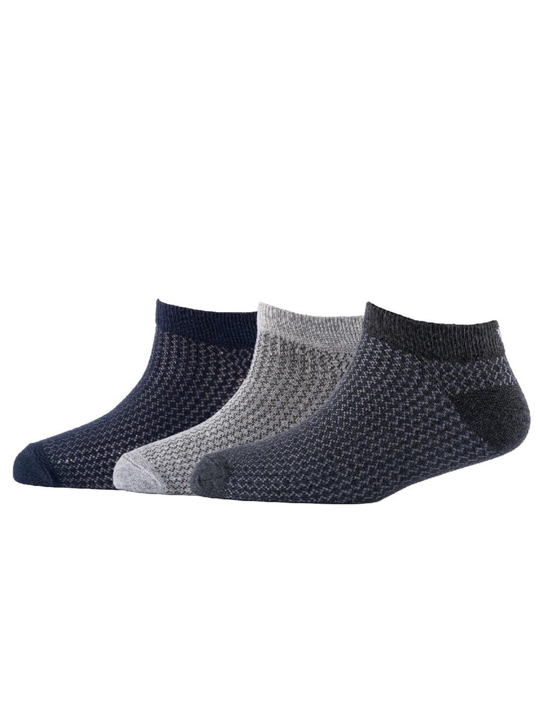 

Cotstyle Men Pack Of 3 Patterned Cotton Ankle Length Socks, Blue