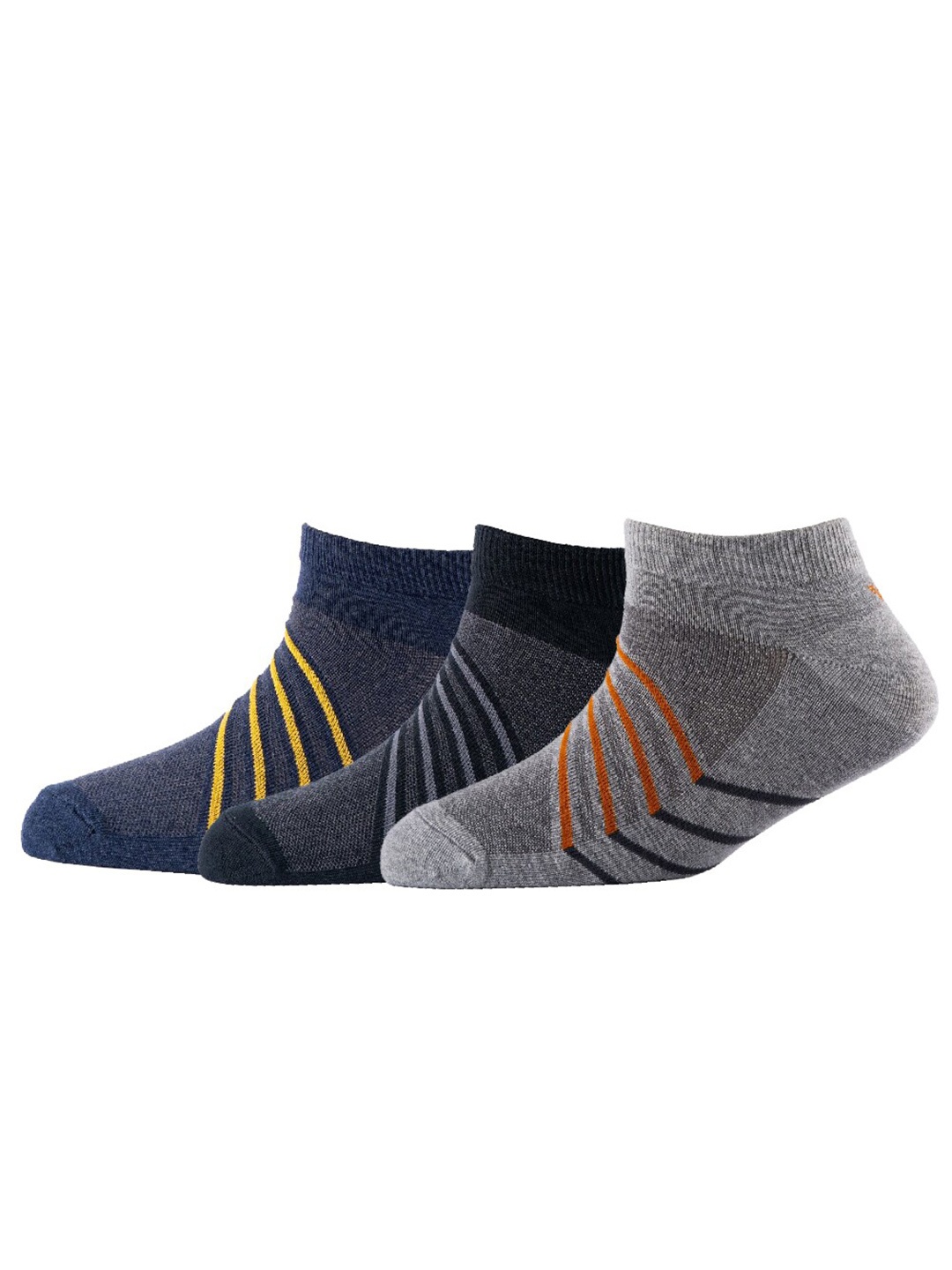 

Cotstyle Men Pack Of 3 Patterned Cotton Ankle Length Socks, Blue