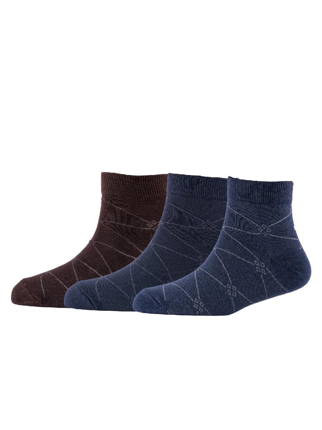 

Cotstyle Men Pack Of 3 Patterned Cotton Ankle Length Socks, Brown