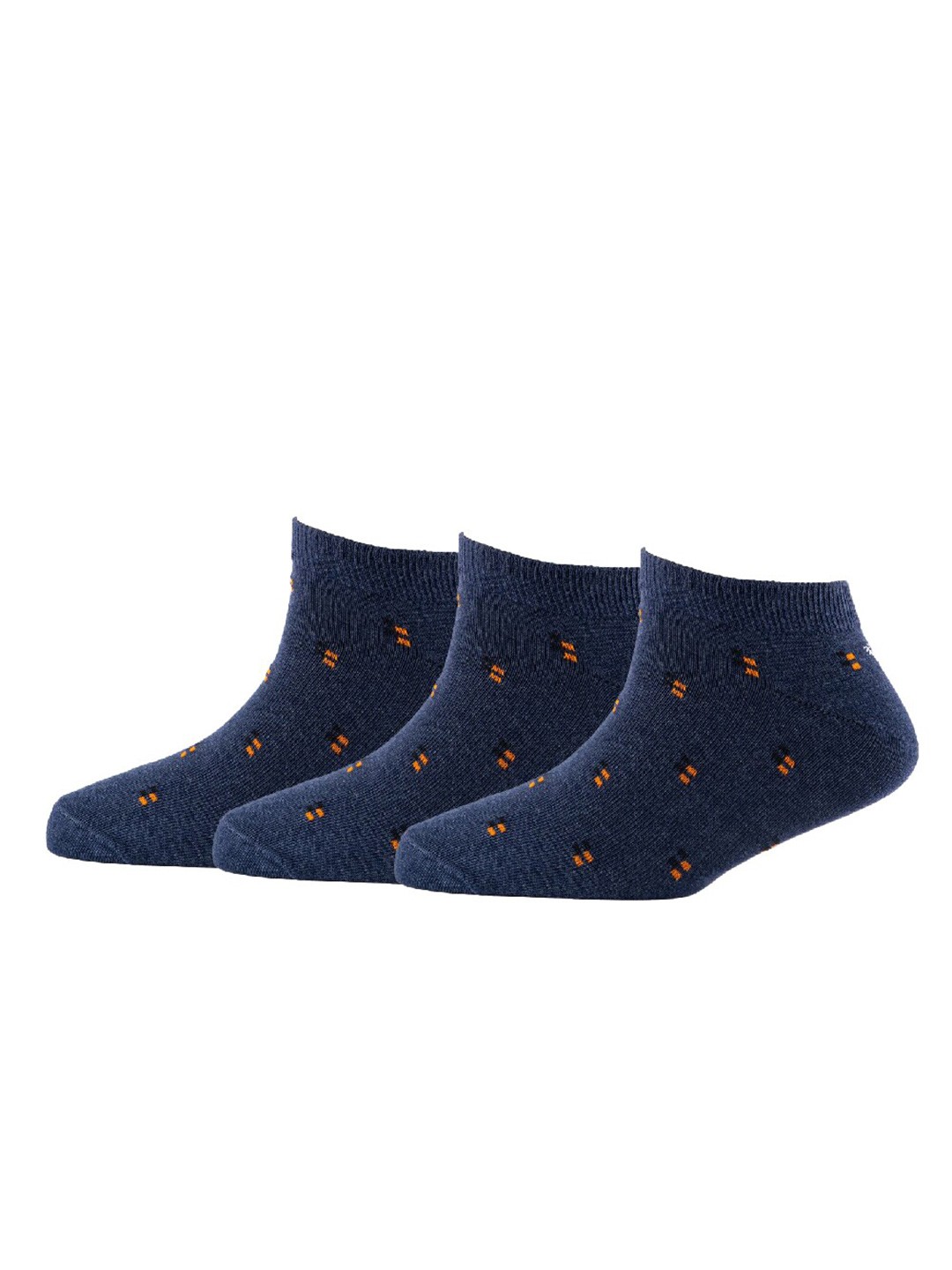 

Cotstyle Men Pack Of 3 Patterned Cotton Ankle Length Socks, Navy blue