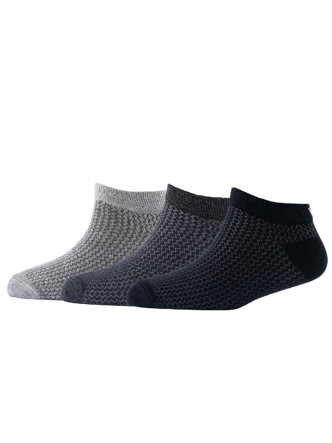 

Cotstyle Men Pack Of 3 Patterned Cotton Ankle Length Socks, Grey