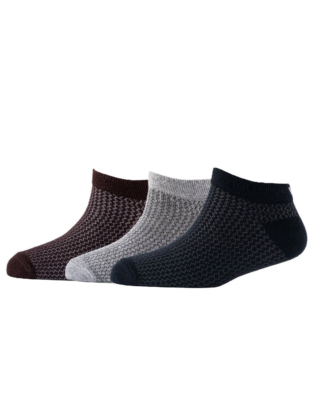 

Cotstyle Men Pack Of 3 Patterned Cotton Ankle Length Socks, Brown