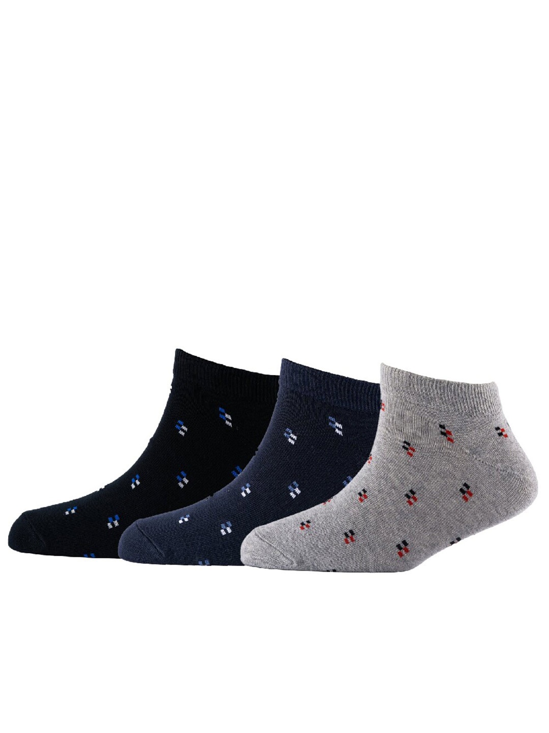 

Cotstyle Men Pack Of 3 Patterned Cotton Ankle Length Socks, Black