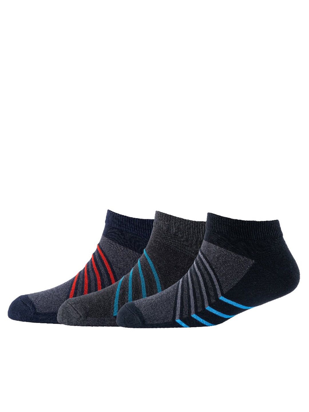 

Cotstyle Men Pack Of 3 Patterned Cotton Ankle Length Socks, Navy blue