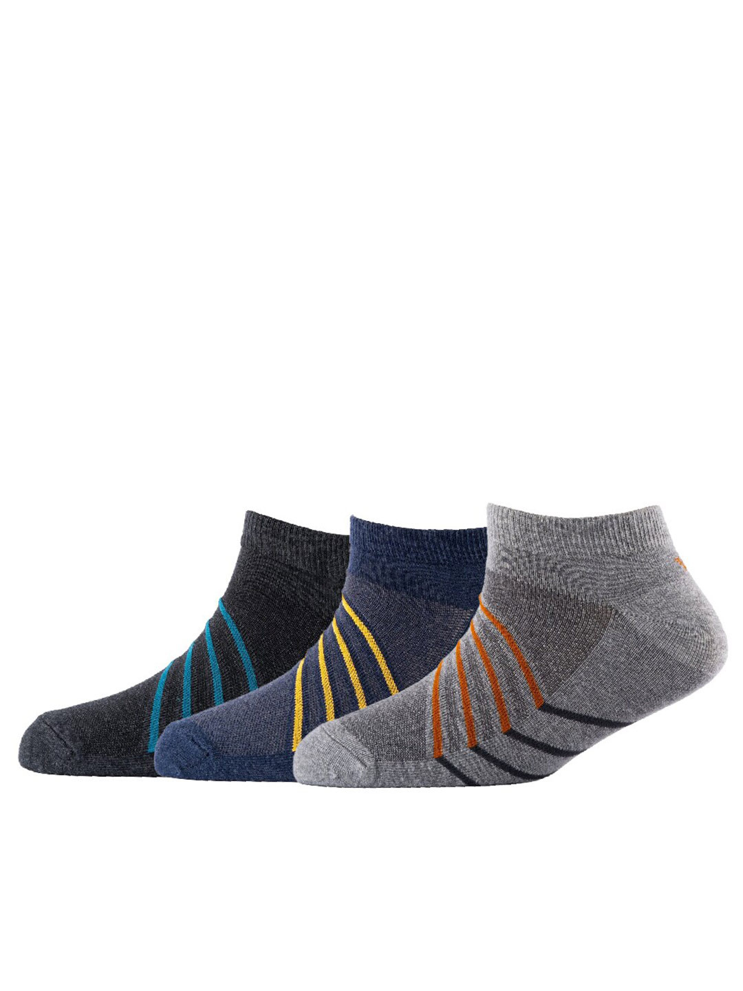 

Cotstyle Men Pack Of 3 Patterned Cotton Ankle Length Socks, Blue