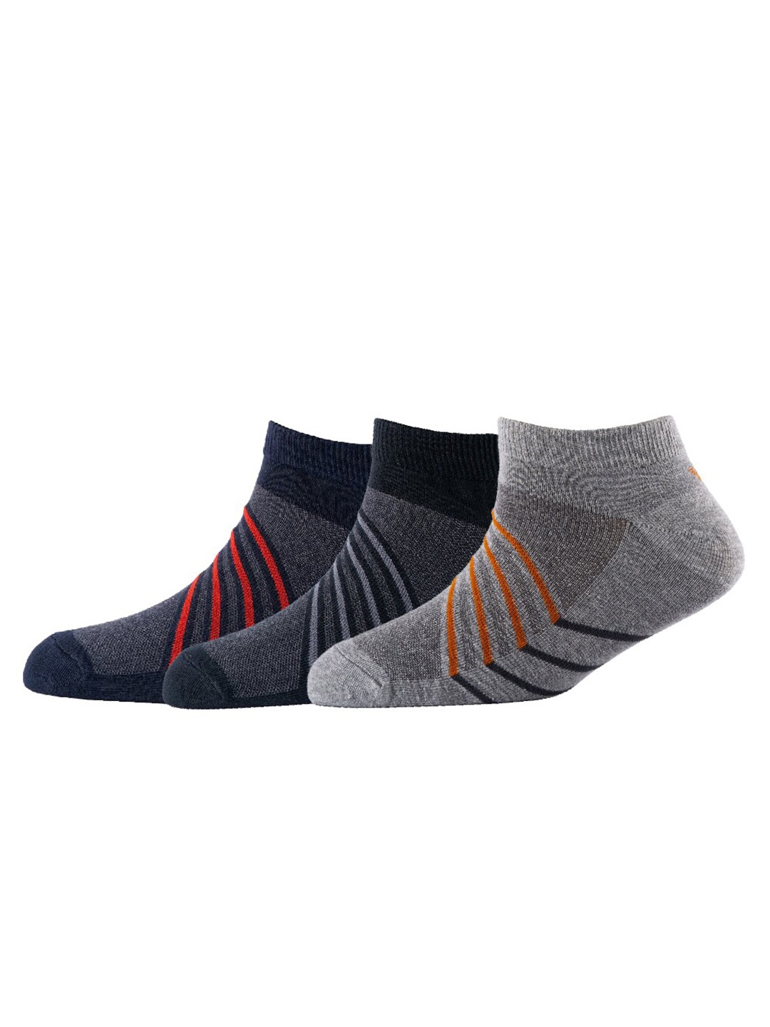 

Cotstyle Men Pack Of 3 Patterned Ankle Length Socks, Navy blue