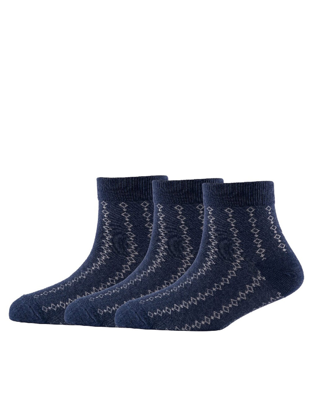 

Cotstyle Men Pack Of 3 Patterned Cotton Above Ankle Length Socks, Blue