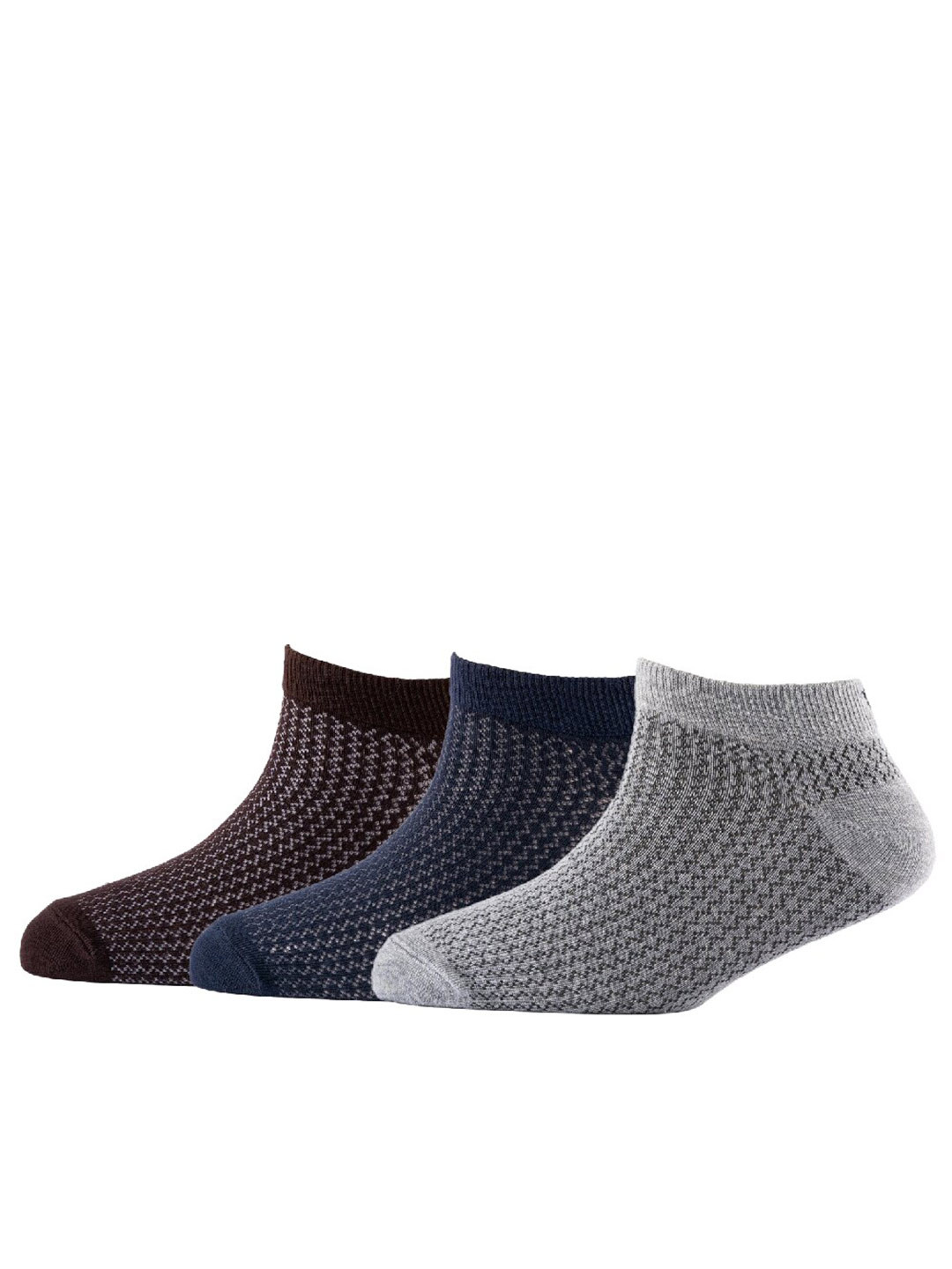 

Cotstyle Men Pack of 3 Patterned Ankle Length Socks, Brown