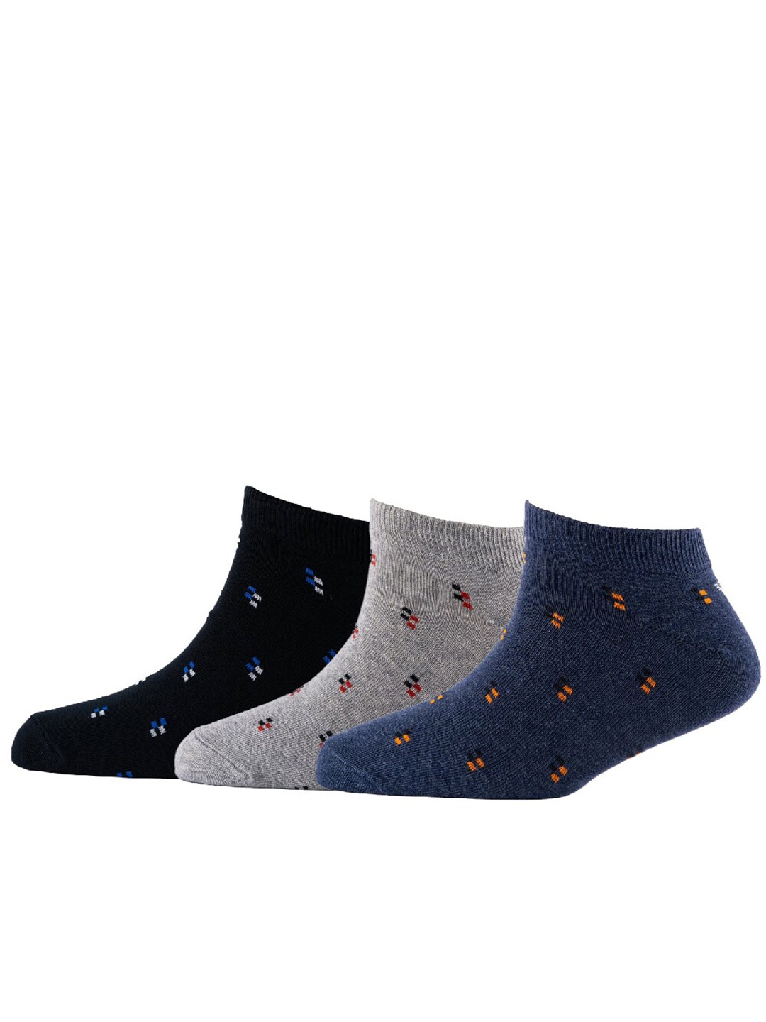 

Cotstyle Men Pack Of 3 Patterned Cotton Ankle Length Socks, Black