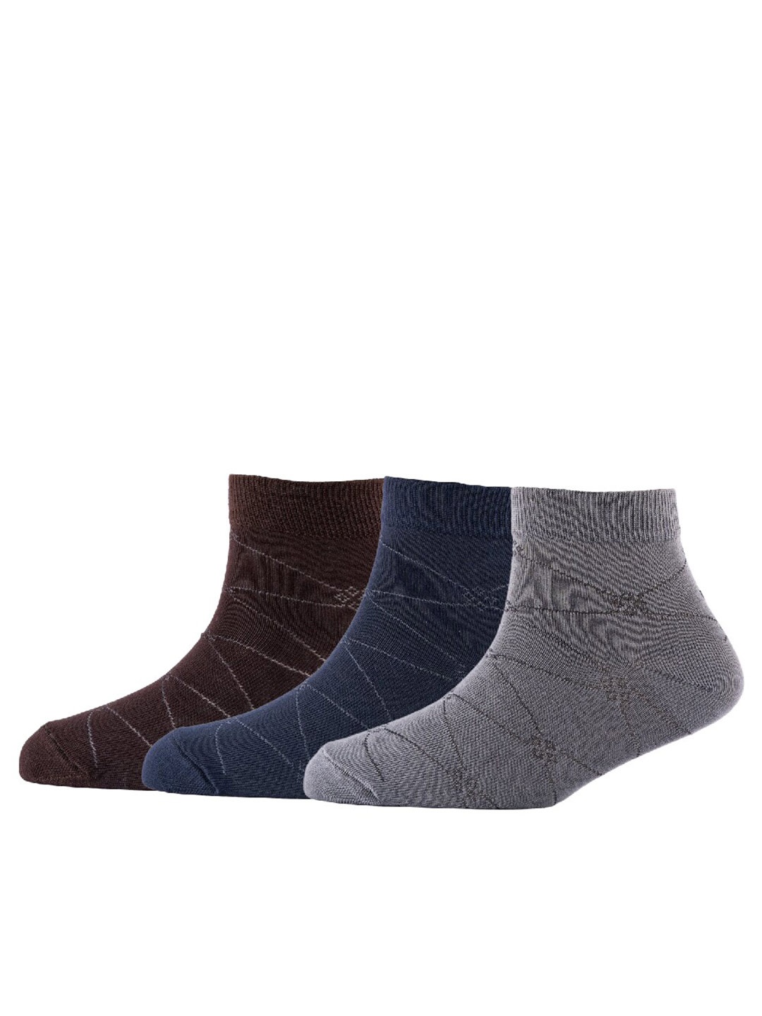 

Cotstyle Men Pack Of 3 Patterned Above Ankle Length Socks, Brown