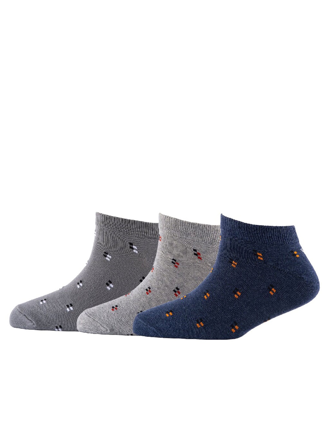 

Cotstyle Men Pack Of 3 Patterned Cotton Above Ankle Length Socks, Grey