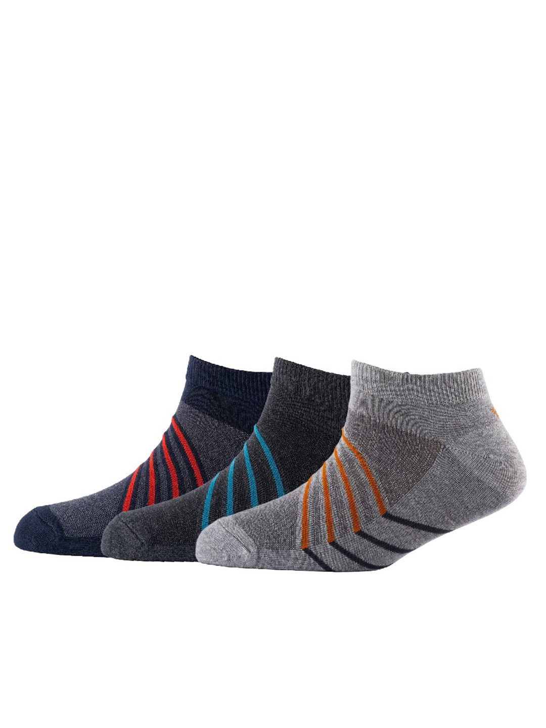

Cotstyle Men Pack Of 3 Patterned Cotton Ankle Length Socks, Navy blue