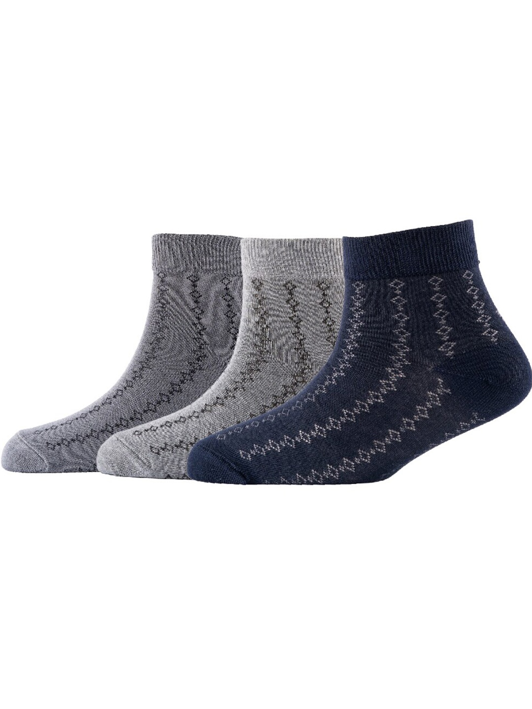 

Cotstyle Men Pack Of 3 Patterned Above Ankle Length Socks, Grey