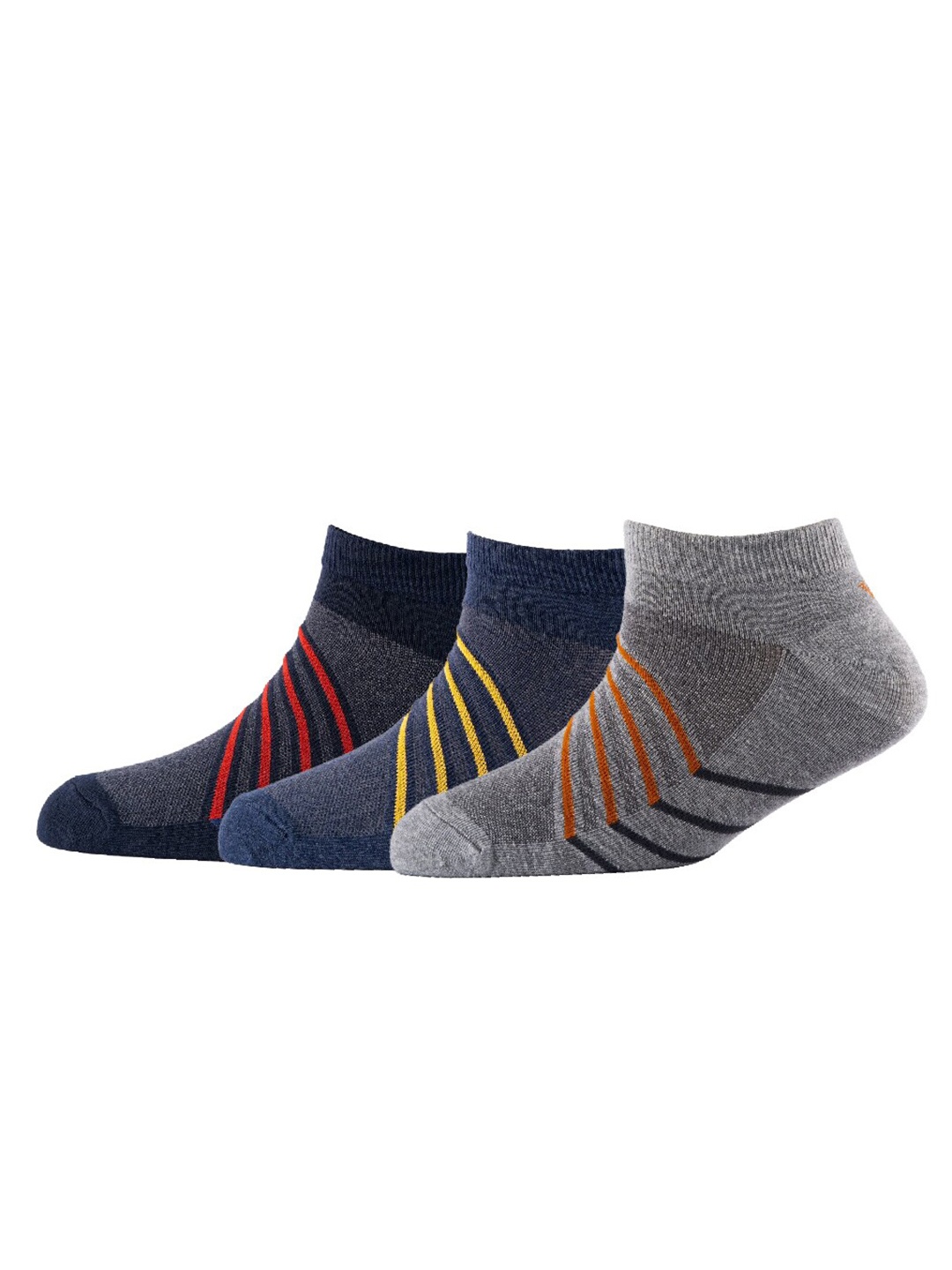 

Cotstyle Men Pack Of 3 Patterned Ankle Length Socks, Navy blue