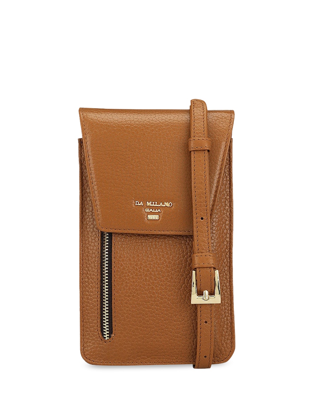 

Da Milano Textured Structured Leather Sling Bag, Brown