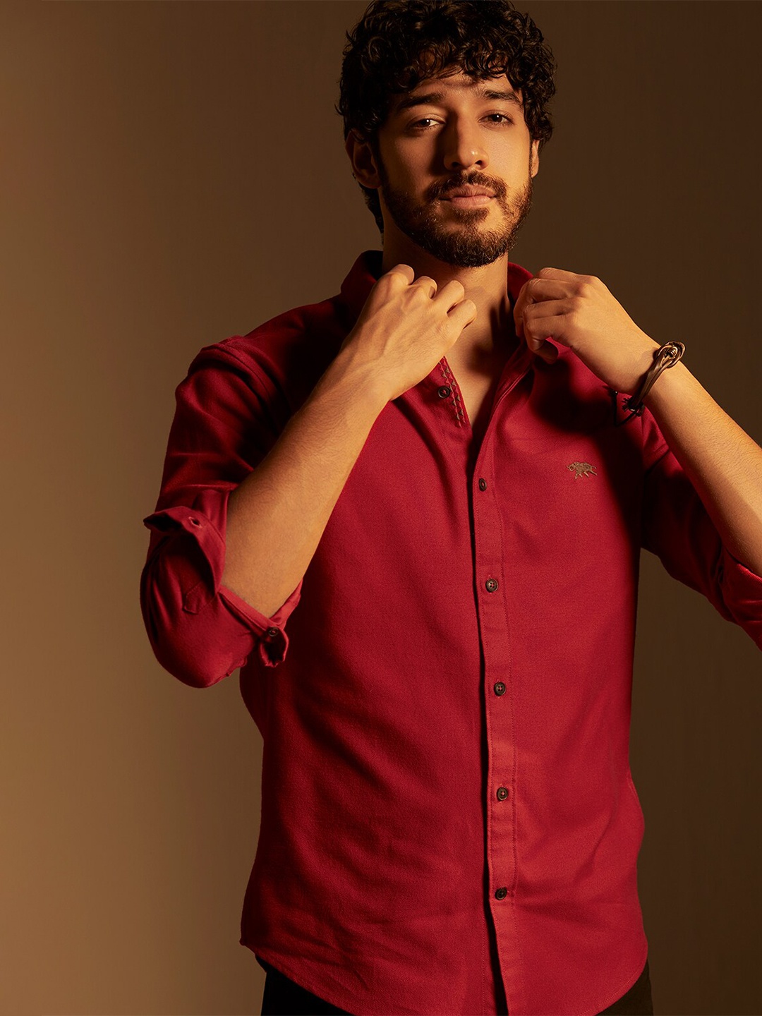 

Andamen Premium Slim Fit Cotton Casual Shirt, Red