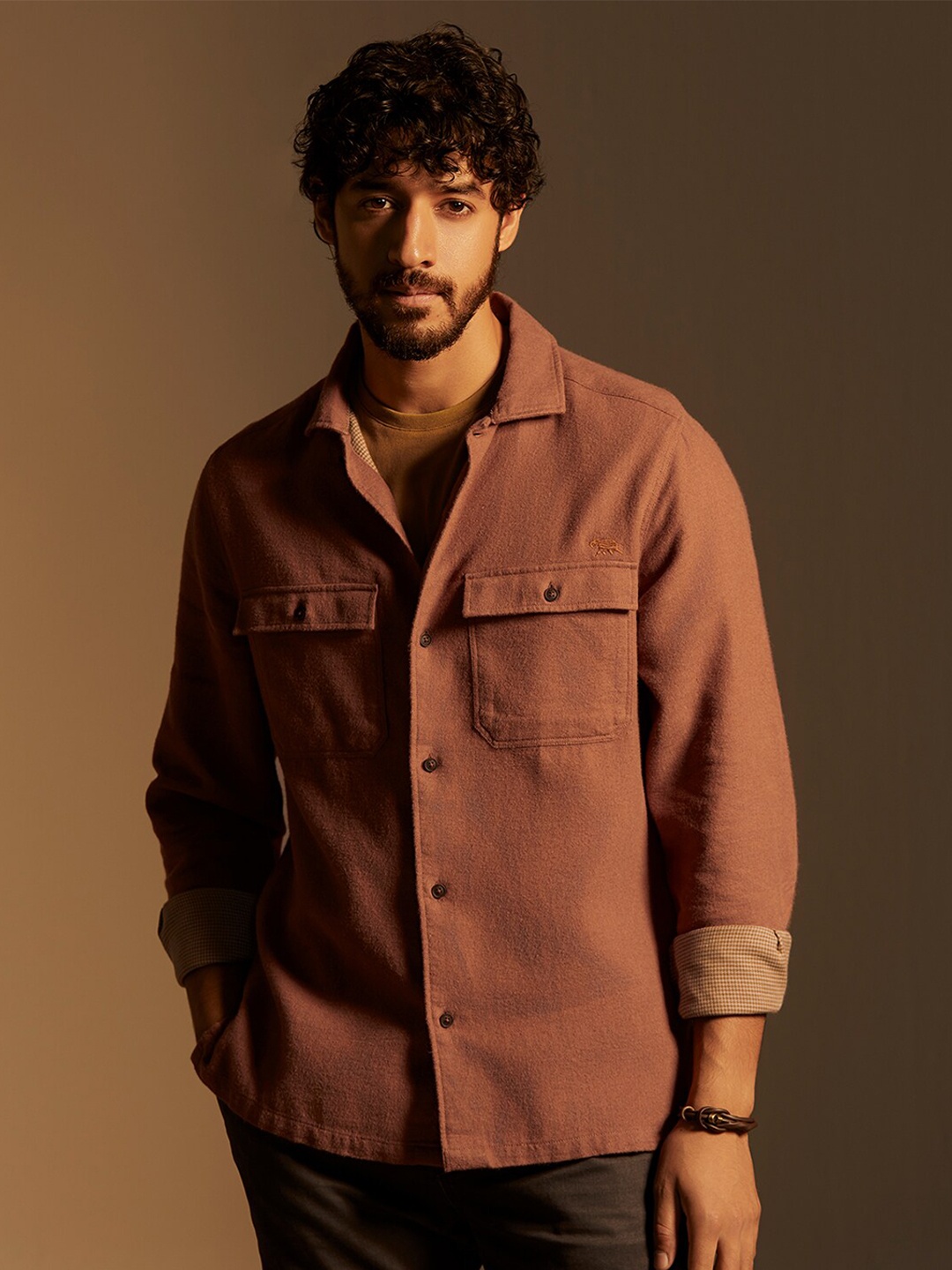 

Andamen Premium Cotton Brushed Shacket, Brown