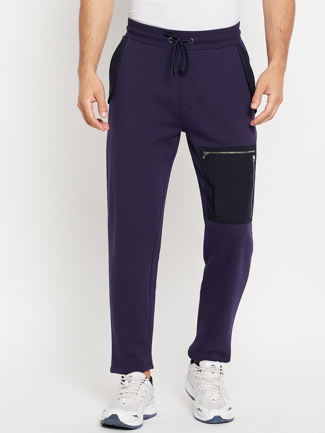 

EDRIO Men Mid-Rise Training or Gym Fleece Track Pants, Navy blue
