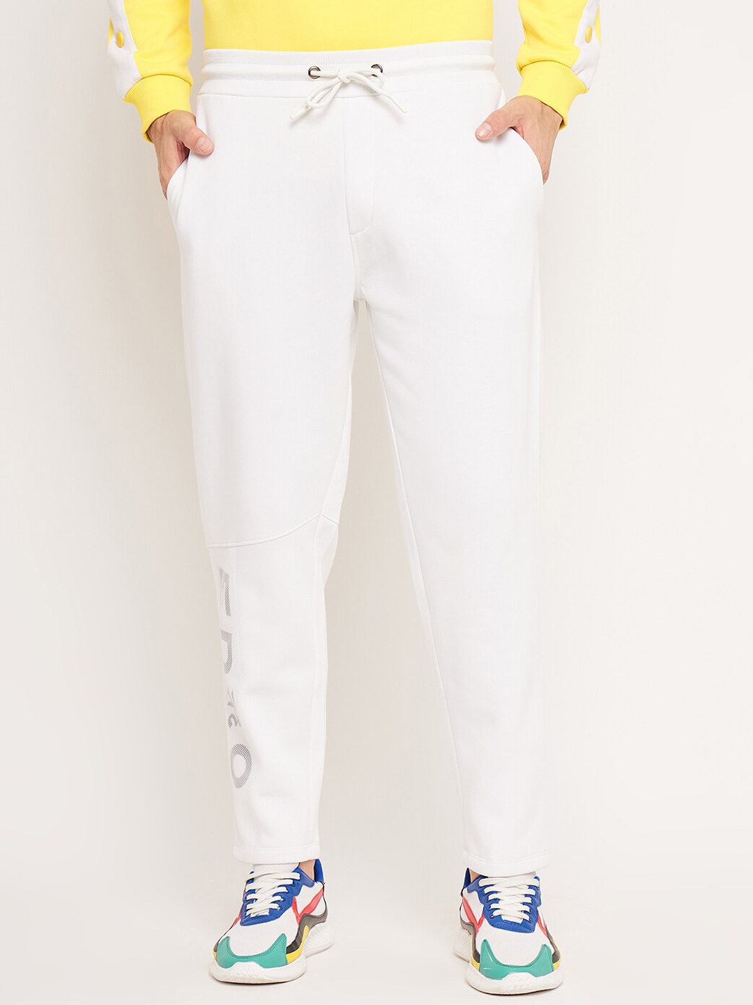 

EDRIO Men Mid-Rise Training or Gym Fleece Winter Track Pants, White