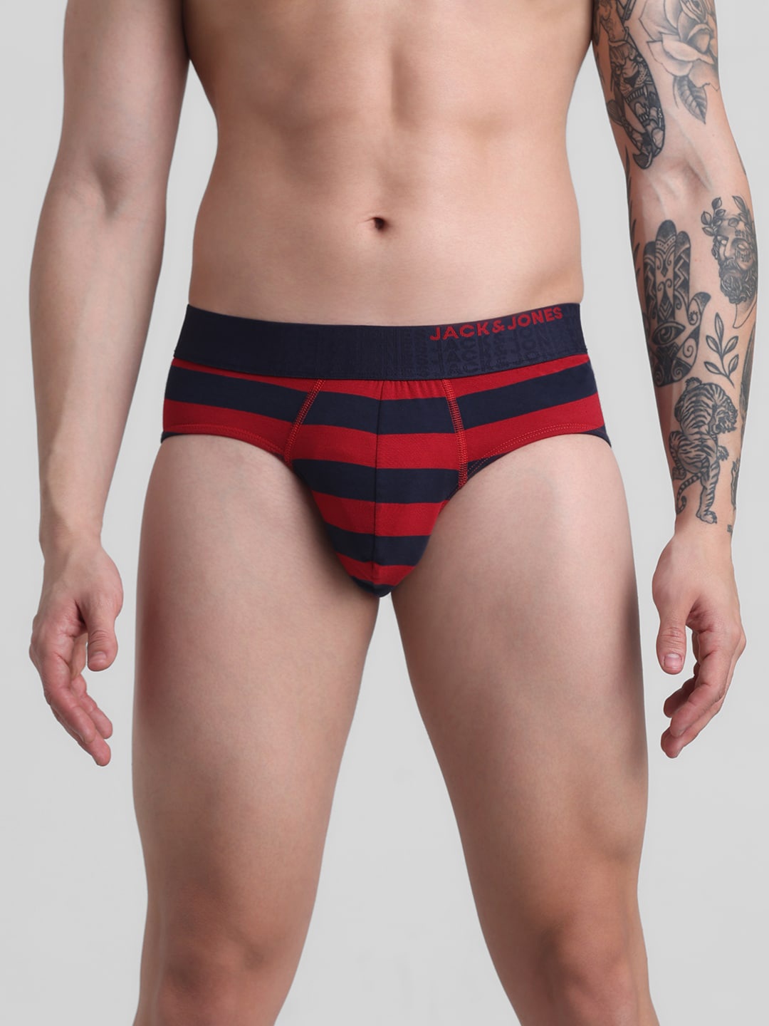 

Jack & Jones Striped Low-Rise Cotton Briefs 1537351001, Red