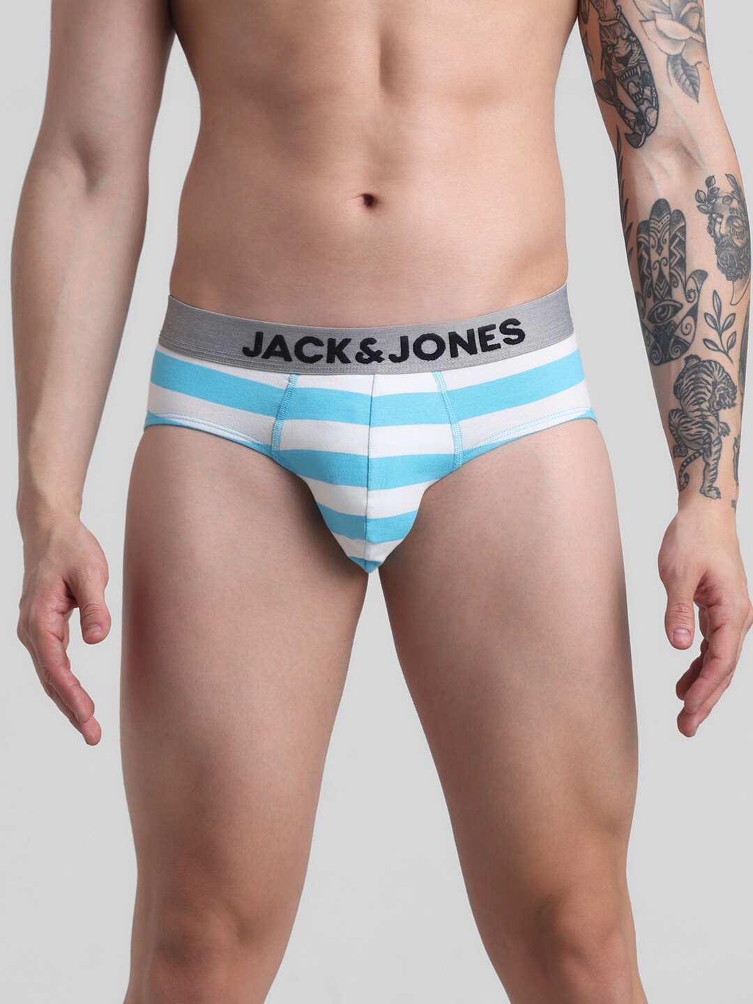 

Jack & Jones Striped Low-Rise Cotton Briefs 1537351006, Blue