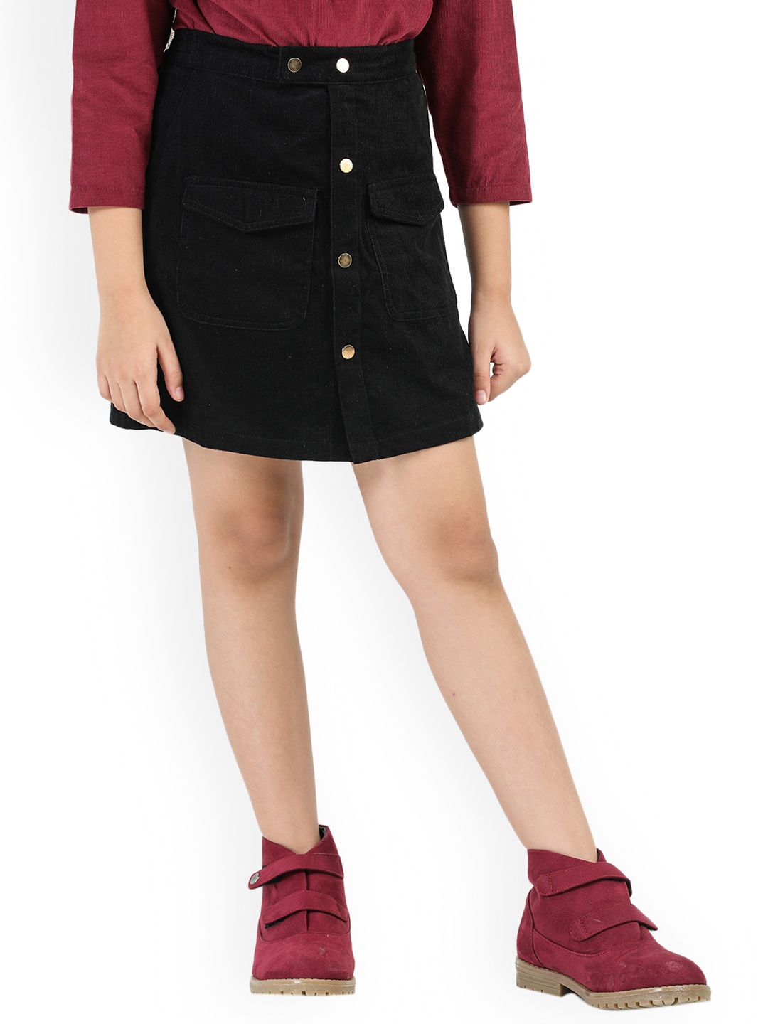 

Purple United Kids Girls Pure Cotton Corduroy Straight Skirt, Black