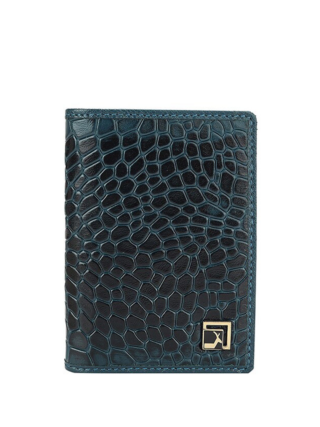 

Da Milano Unisex Textured Leather Two Fold Wallet, Blue
