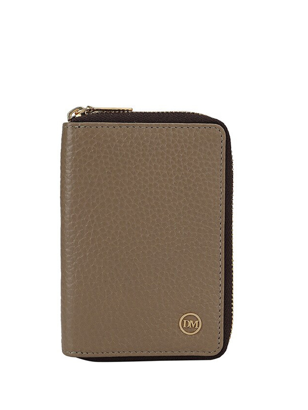 

Da Milano Unisex Textured Leather Zip Around Wallet, Grey