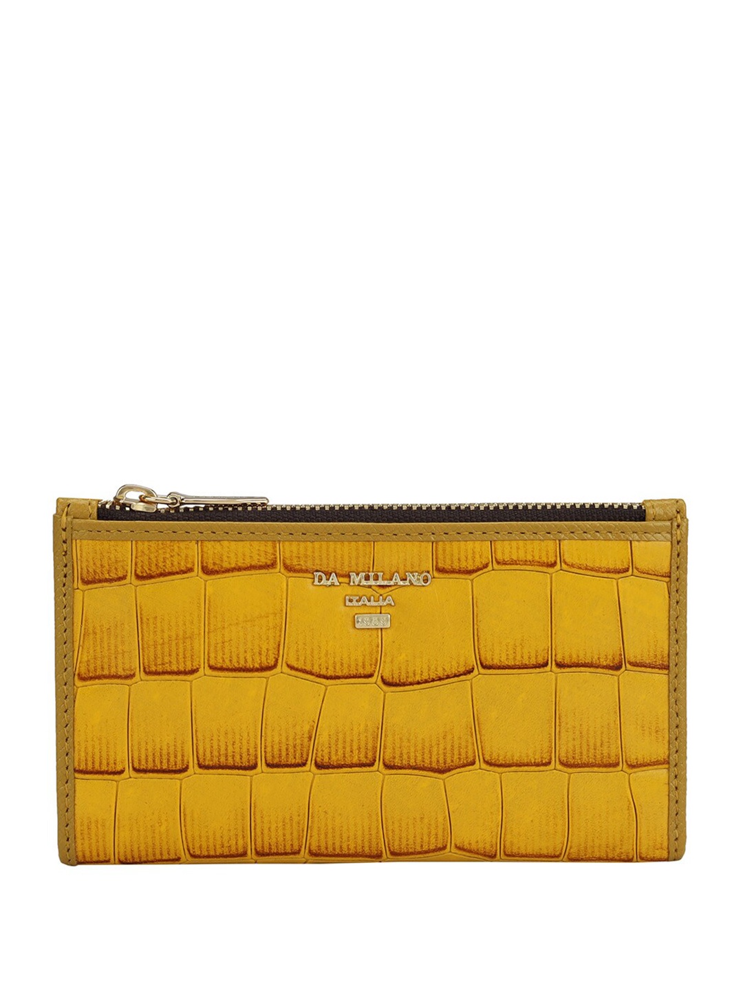 

Da Milano Textured Genuine Leather Card Holder, Mustard