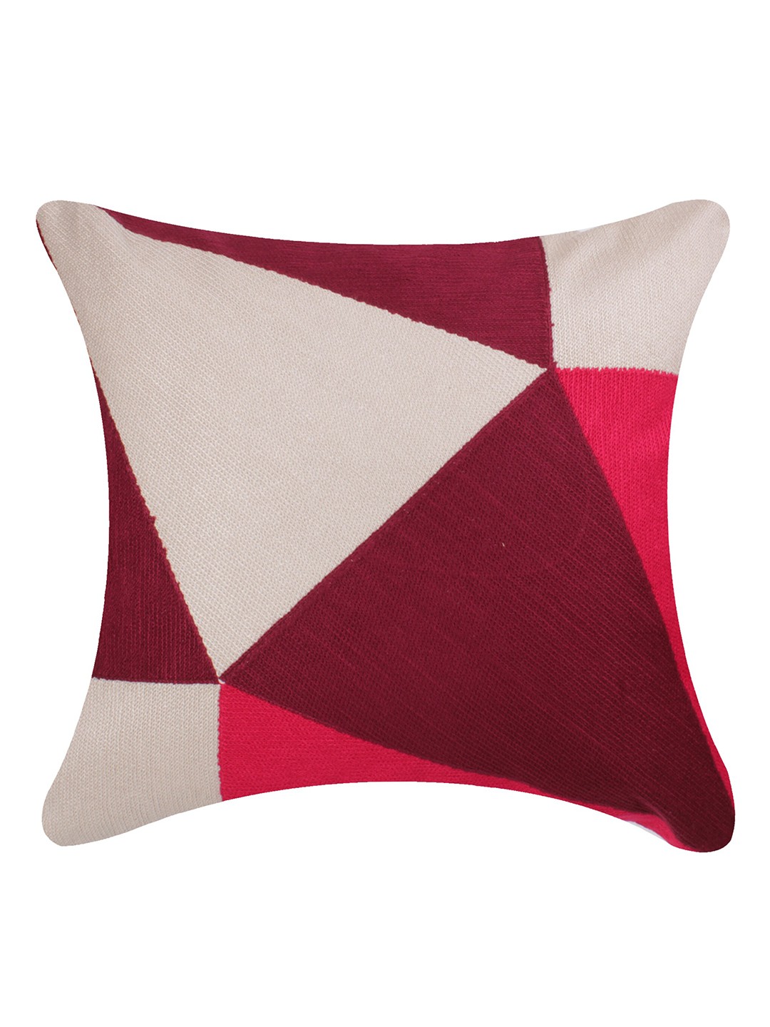 

CASMIR Maroon & Pink Geometric Cotton Square Cushion Cover