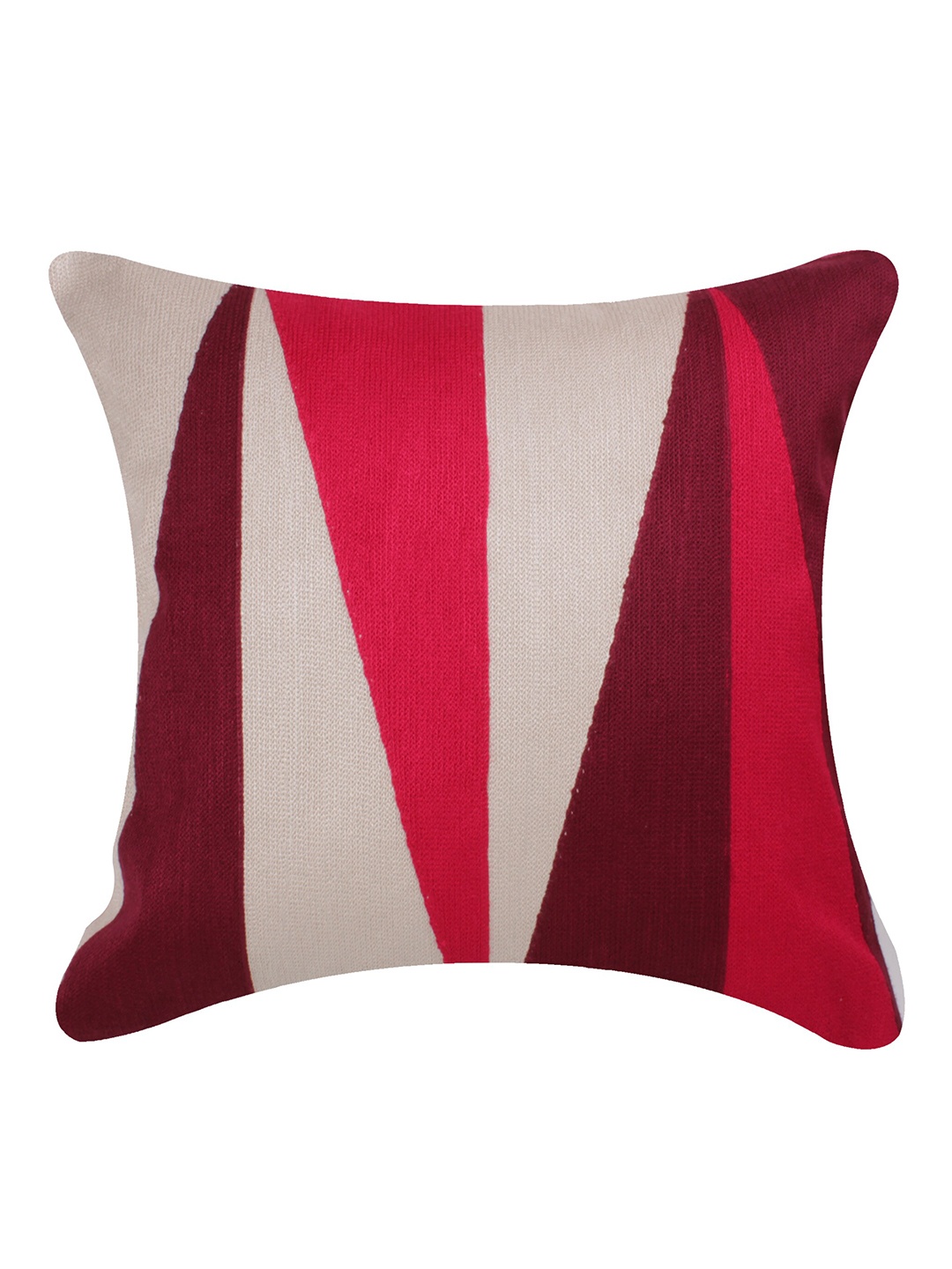 

CASMIR Red & Maroon Striped Cotton Square Cushion Covers