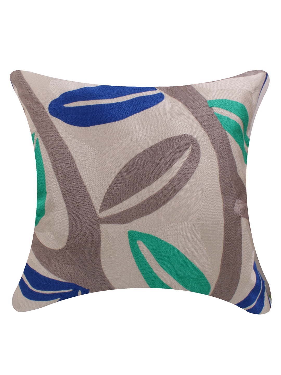 

CASMIR Off White & Brown Abstract Cotton Square Cushion Cover