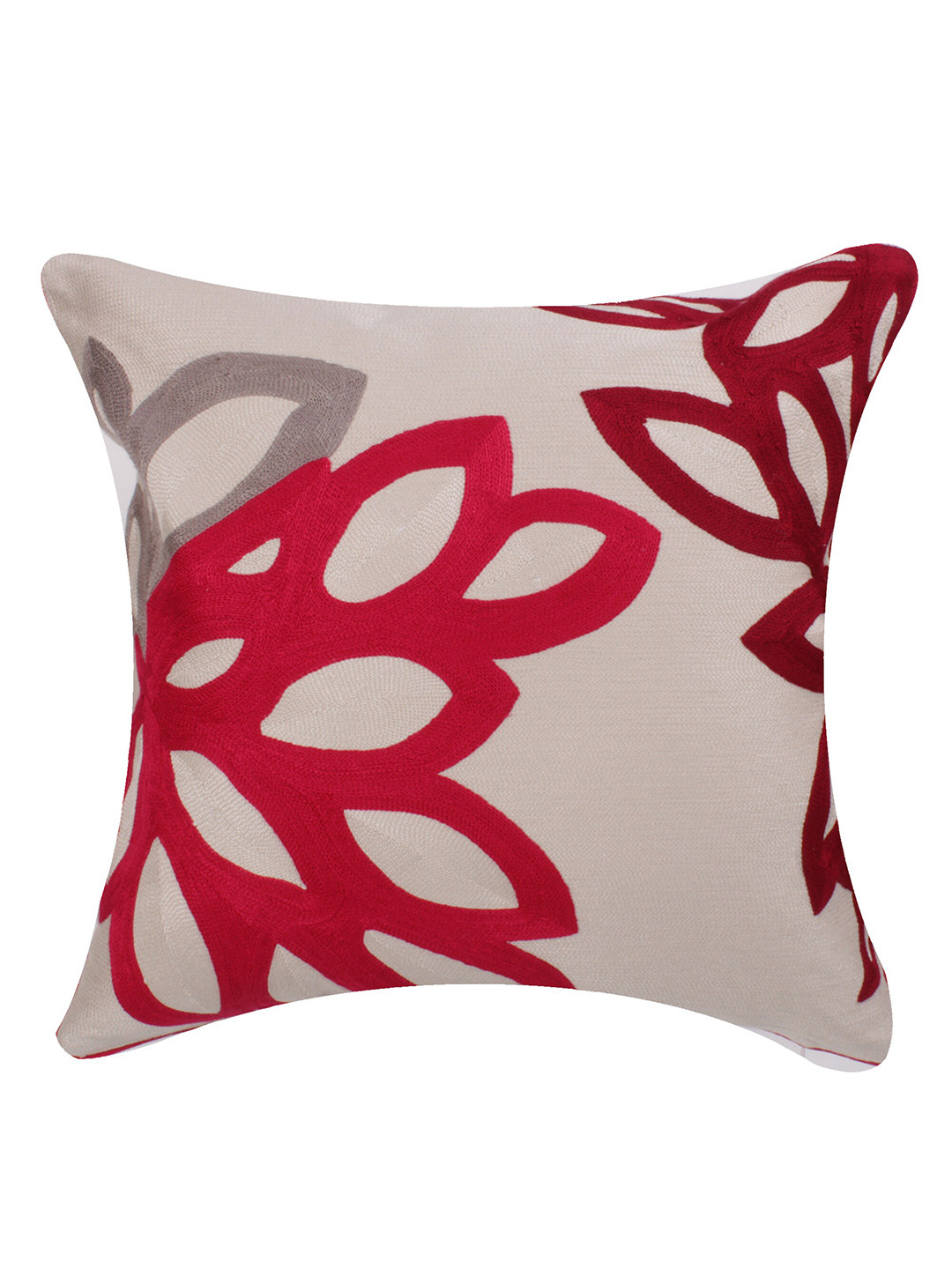 

CASMIR Maroon & Pink Floral Square Cushion Cover