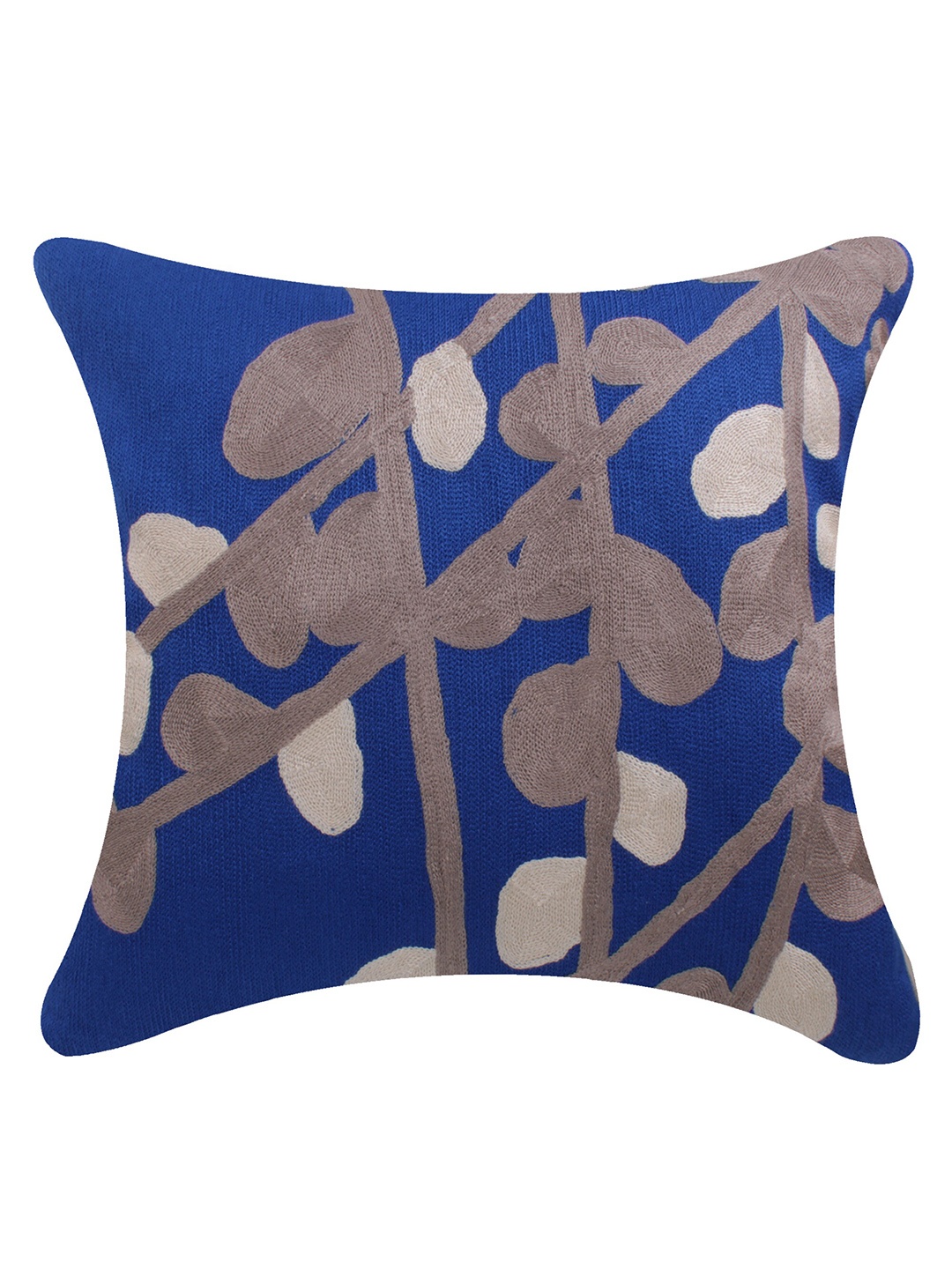 

CASMIR Blue & Brown Cotton Abstract Square Cushion Cover