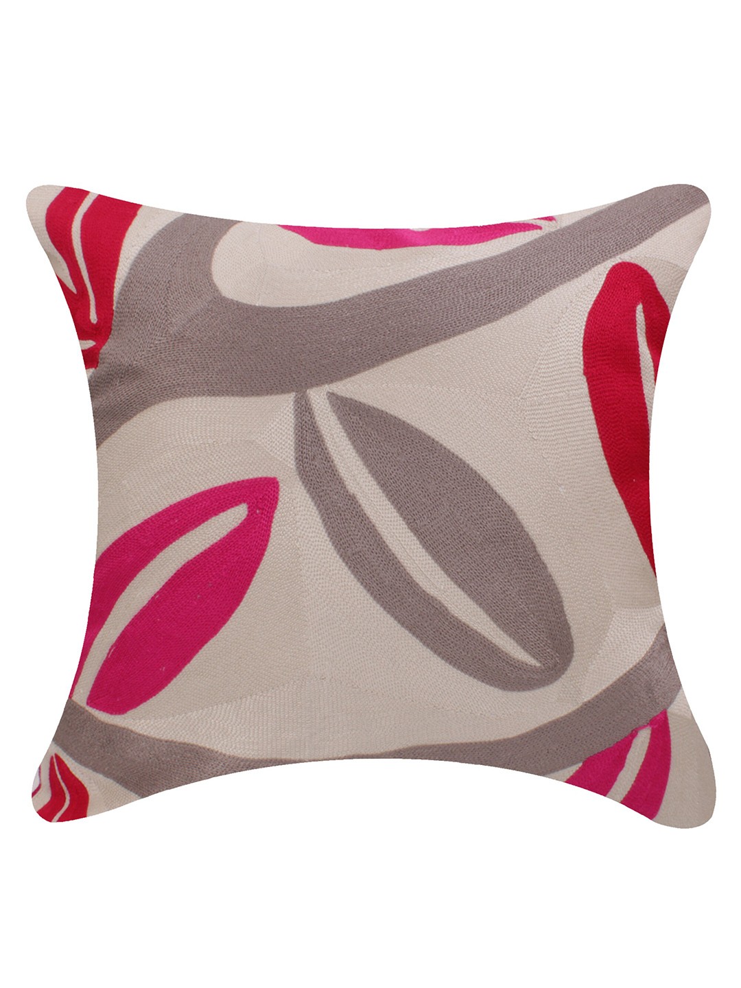 

CASMIR Pink & Beige Floral Cotton Square Cushion Cover