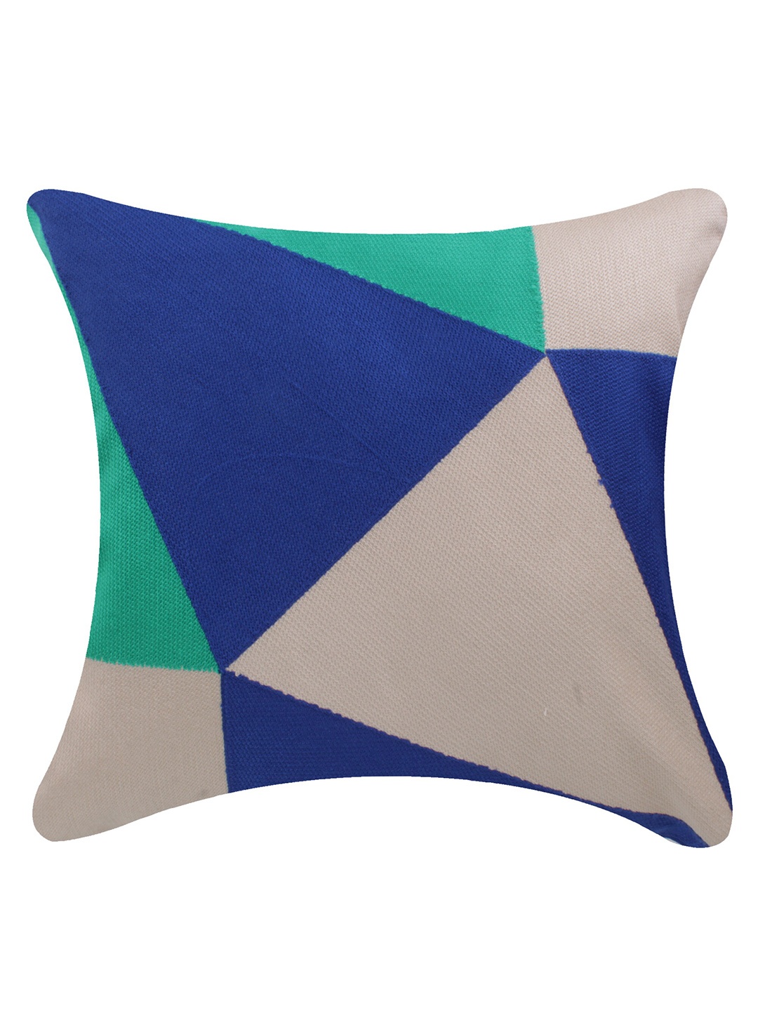 

CASMIR Blue & Green Geometric Square Cushion Cover