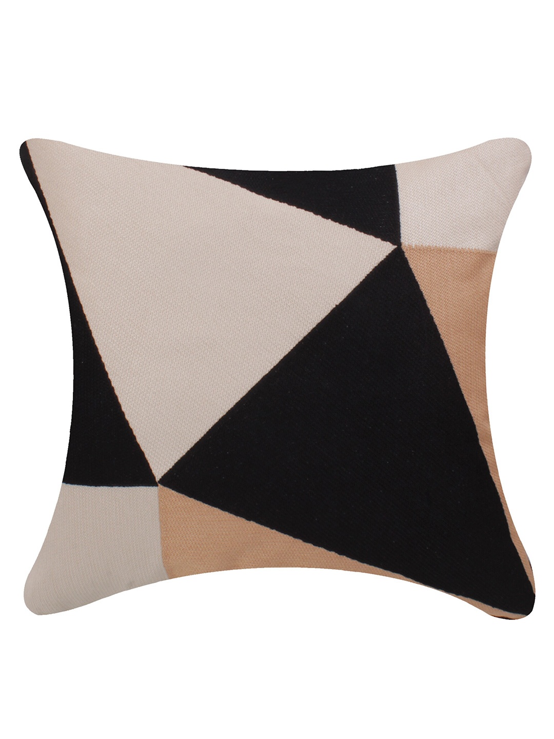 

CASMIR Black & Beige Geometric Cotton Square Cushion Covers