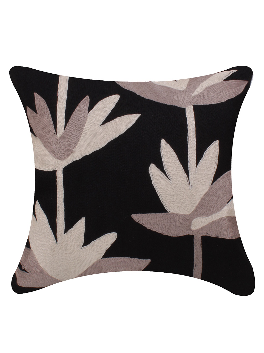 

CASMIR Black & Grey Floral Square Cushion Cover
